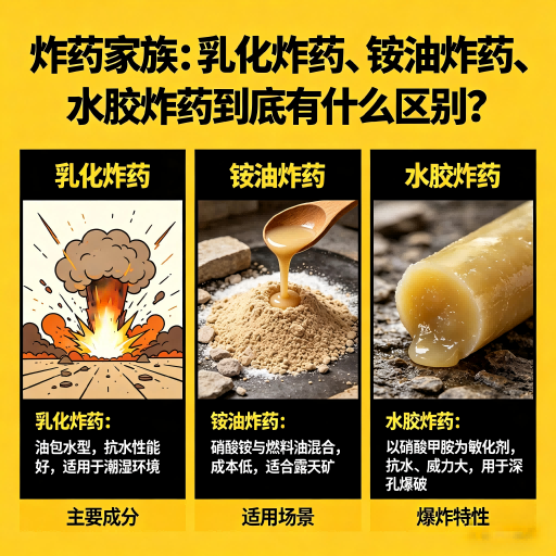 南湖炸药家族：乳化炸药、铵油炸药、水胶炸药到底有什么区别？